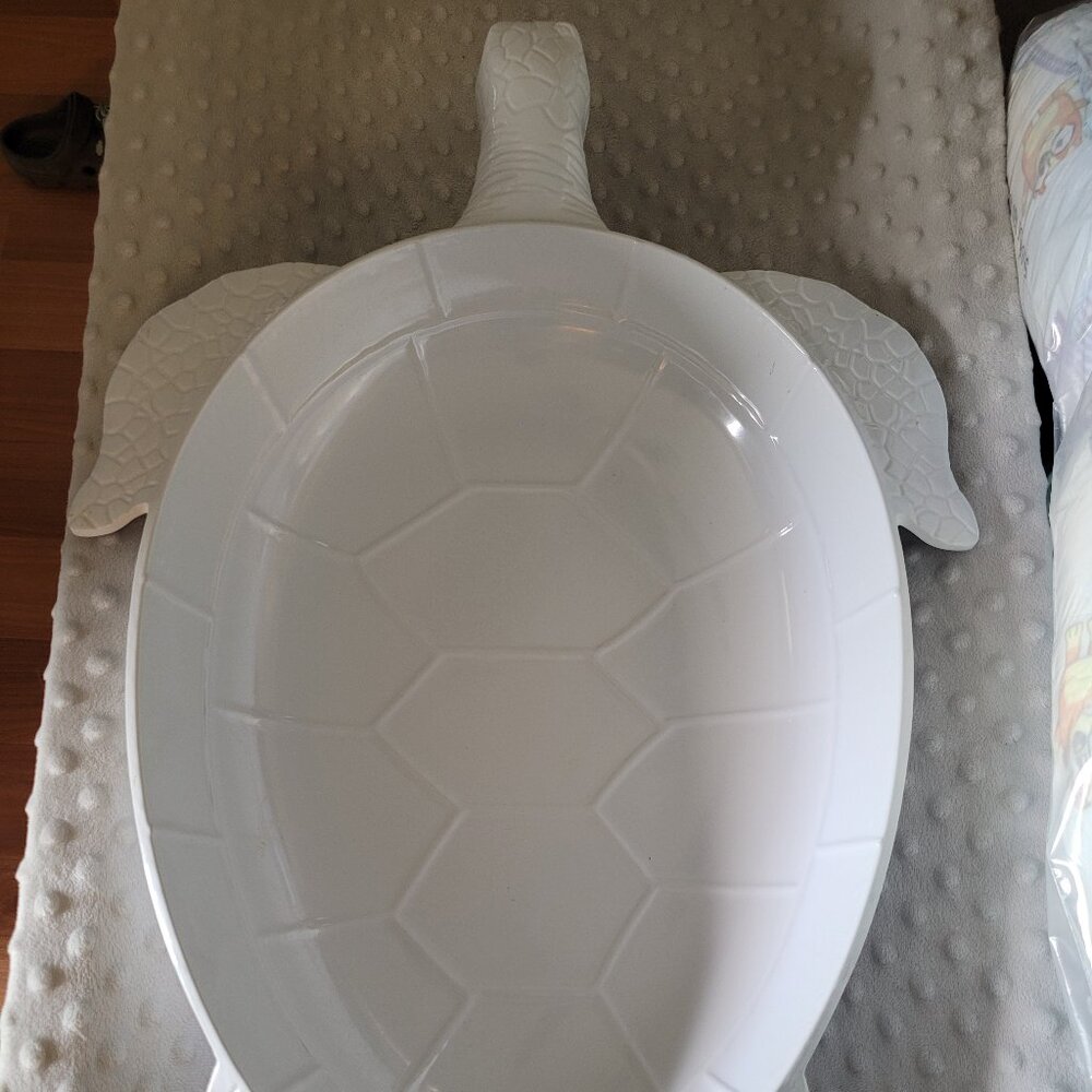 Sea turtle white china serving dish